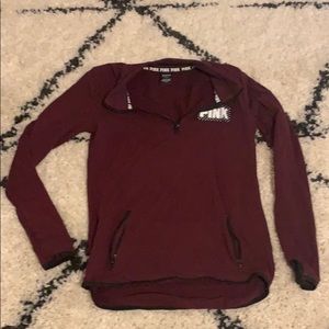 VS PINK Burgundy Half Zip